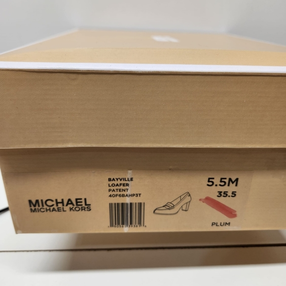 Mk Glossy Bayville loafer patent Leather plum wine color Heel 2.75 in - Picture 11 of 12